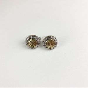 💕 Gold and Silver Two Tone Disc Post Earrings OS NWT